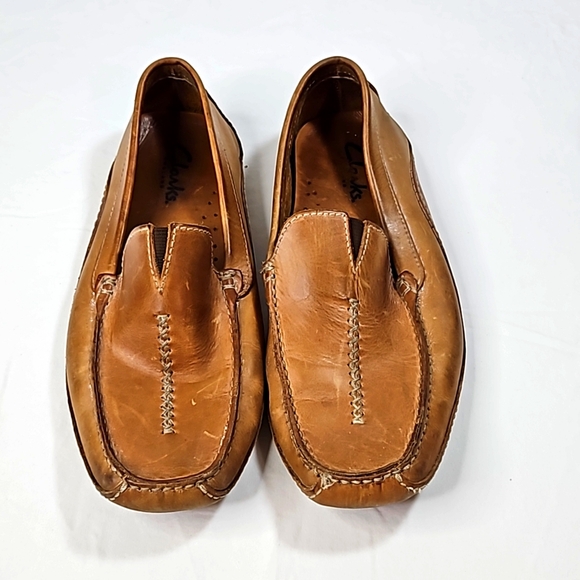 Clarks Other - Clarks England Mens Tan Leather Loafers Size 10.5